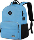 Backpack for School Teens Boys Girls, Lightweight Casual Backpacks for Men and Women, Classic Basic Water Resistant Casual Daypack, 15.6 Inch Laptop Bookbag for College High School, Light Blue