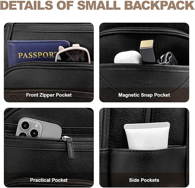 Small Backpack Purse for Women, Mini Backpack Vegan Leather with RFID Blocking & Tablet Pocket, Cute Shoulder Handbag for Travel, School & Work Black
