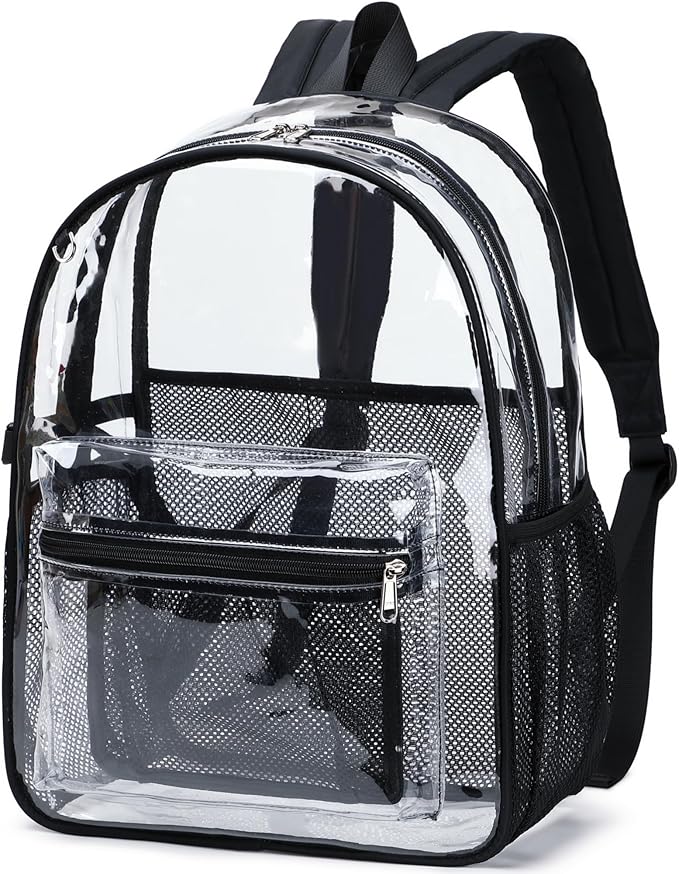 BTOOP Clear Backpack Heavy Duty Transparent Backpack 17" See Through Bookbag for College Work Festival Security with Padded Strap Large Capacity Purple