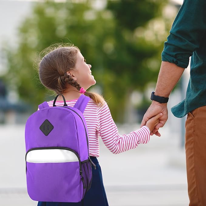 Trail maker Reflective School Backpack for Kids | Colorful Backpack with Adjustable Straps, Side Water Bottle Pockets (Purple)