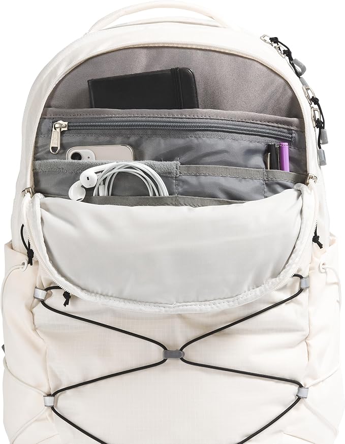 The North Face Women's Borealis Commuter Laptop Backpack - Everyday Travel Bag, Laptop Sleeve, Reflective Details, Gardenia White/TNF Black-NPF, One Size