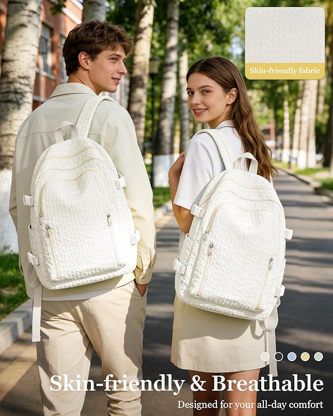 weradar Lightweight Middle School Bag For Teens Girls,Kawaii Backpack For College Students,Aesthetic Bookbag For Women,Cute School Backpack For Women Casual Daypack(Beige)