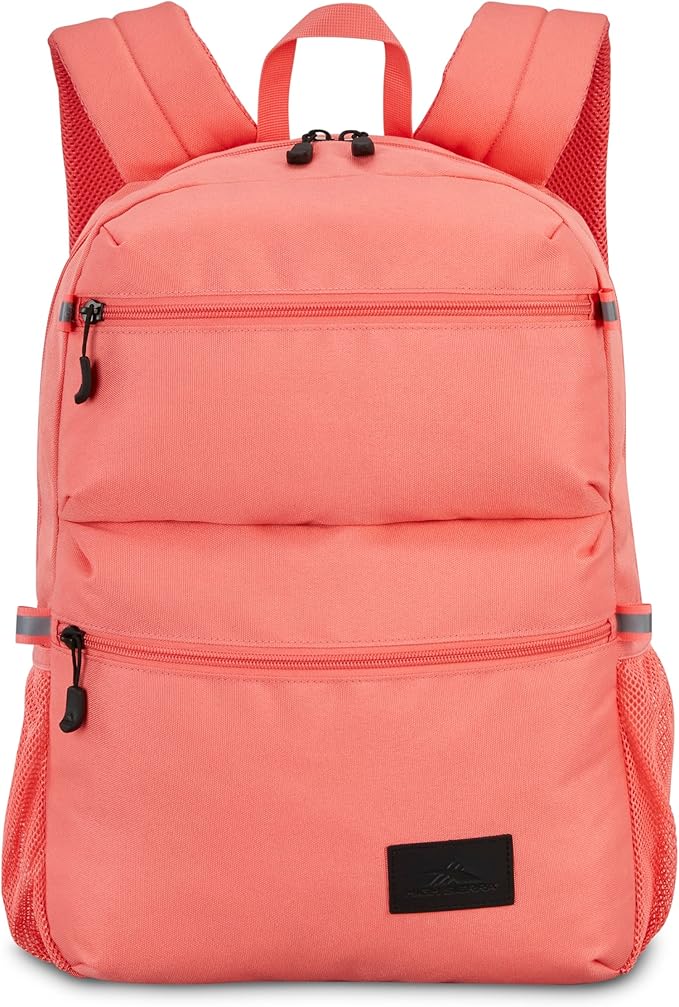High Sierra Everclass Backpack - Travel or Work Laptop Bookbag with 360° Reflectivity, Dual Water Bottle Pockets & Fits Laptops Up To 15.6”, One Size, Sunset Coral