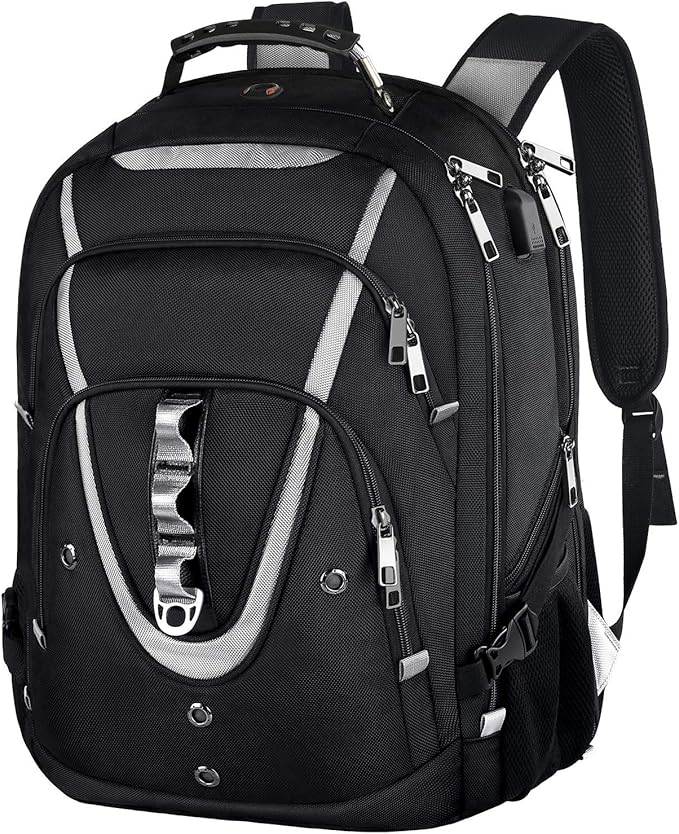 17 inch Laptop Backpack, Large Travel Backpack for Men Airline Approved with USB Charging Port and TSA Friendly, RFID Anti Theft Water Resistant Bookbag Fit for College High School Students Weekender