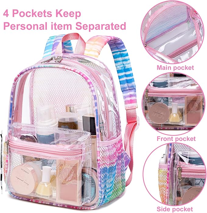 BTOOP Clear Mini Backpack for Stadium Events 12x12x6 Small Transparent Backpacks Plastic See Through Clear Bag for Concerts Work Festival Security Travel