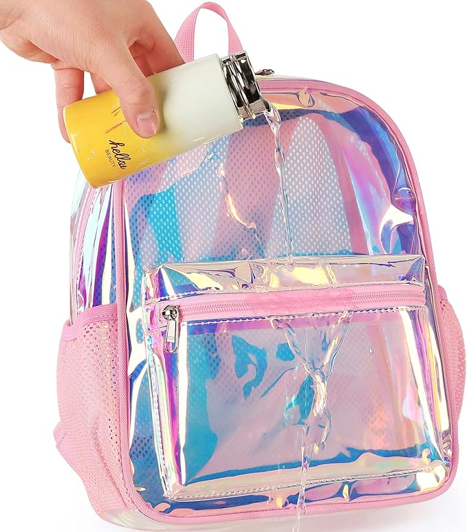 BTOOP Clear Mini Backpack for Stadium Events 12x12x6 Small Transparent Backpacks Plastic See Through Clear Bag for Concerts Work Festival Security Travel