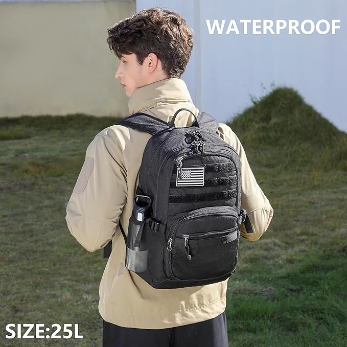 Military Tactical Backpack for Men Army 3 Days Assault Pack Bag with Molle System for Outdoor Adventures (grey, 25L)