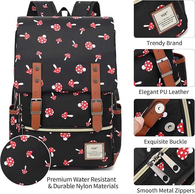 YGR Floral Laptop Backpack for Women, Female, School, Travel, Business, Outdoor Sports, Office, Work