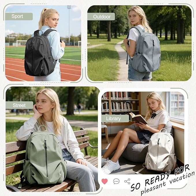 weradar Simple School Backpack For Men Women,Waterproof Bookbag For Teens Girls Boys,Lightweight Casual Daypacks College Backpack,Cute High School Bag(Green)