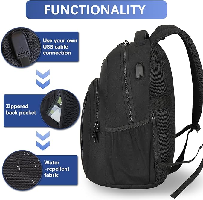 LARIPOP Travel Laptop Backpack,15.6 Inch Business Laptop backpack for Men Women with USB Charging Port,Water-Resistant Laptopack Weekender Daypack for Work College Computer | Water-Resistant