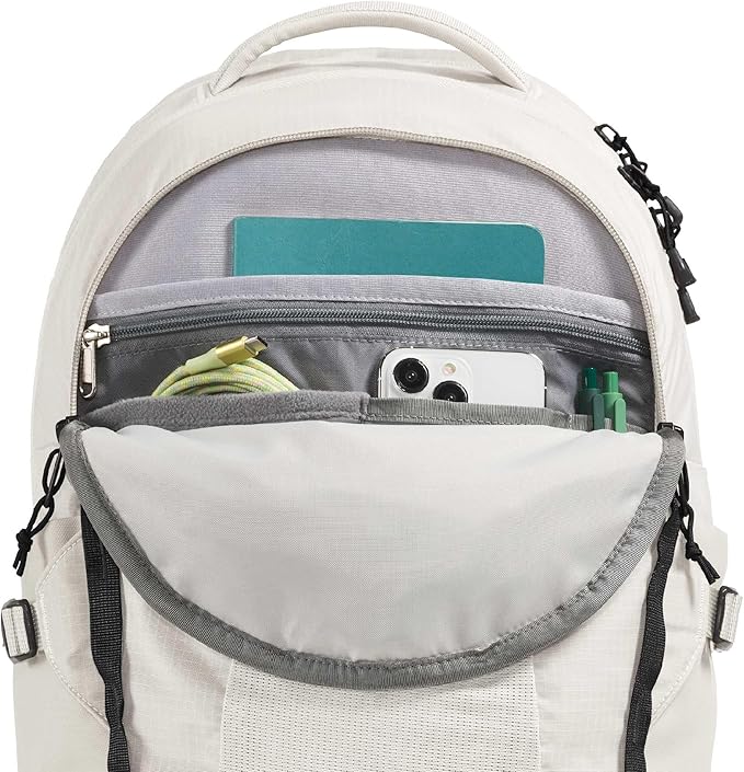 The North Face Women's Recon Everyday Laptop Backpack - Commuter Travel Bag, 18" Laptop Sleeve, Water-Repellent, White Dune/TNF Black, One Size