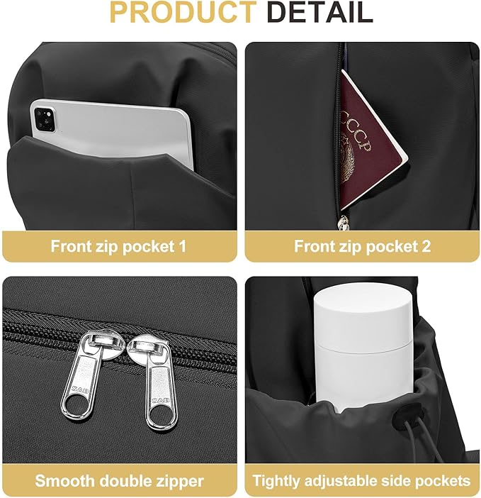 Basic Black Backpack For High School Women Men,Lightweight Casual Daypack College Backpack,Simple Bookbag For Teens Boys Girls,Waterproof School Bag