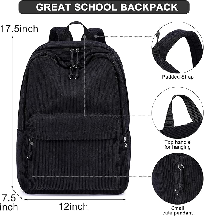 Backpack for School Boys and Girls, Lightweight School Bookbag for Teens, College Students Women & Men, Cute Large Laptop Backpack Fits 15.6 Inch Notebook (Machine Washable)