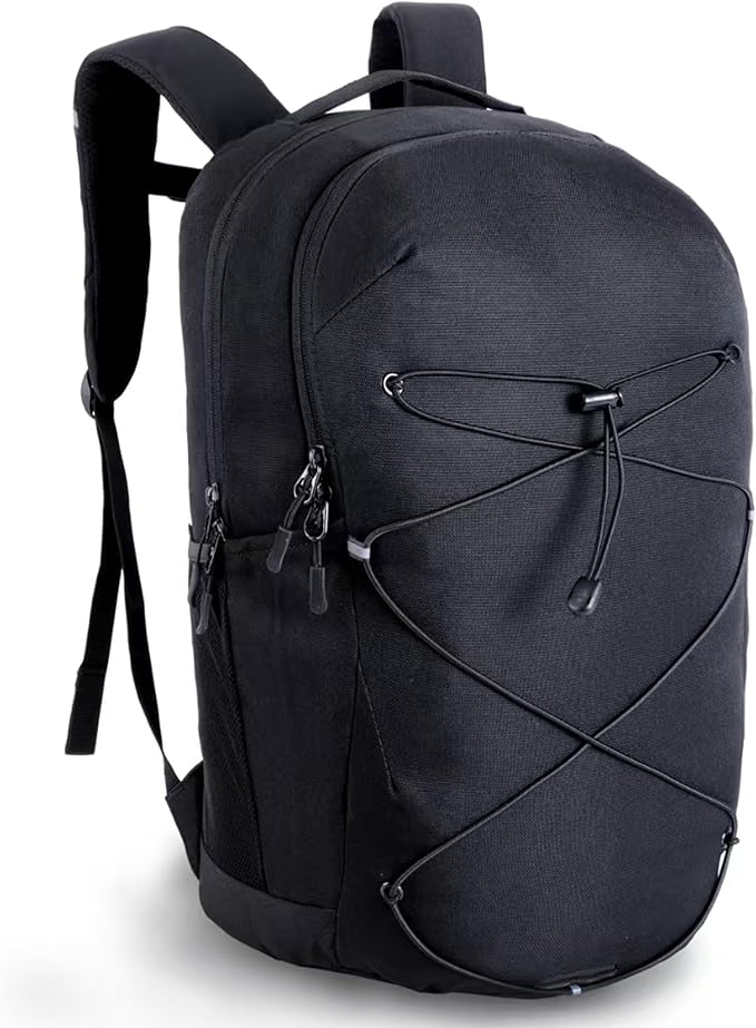 KEOFID Casual Backpack for Men and Women, Hiking Backpack for Travel, Black Daypacks for Sports, College, Water Resistant(Black)