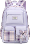 Teen Girls Bookbag, Big Student School Backpack for Middle High School College Women Cute Schoolbag for Girls Teenage Back Pack (Purple)