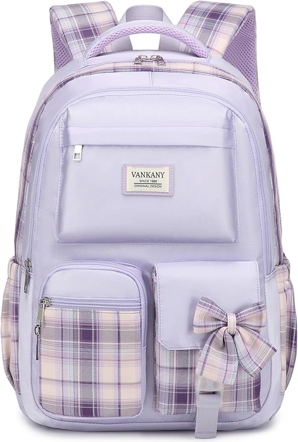 Teen Girls Bookbag, Big Student School Backpack for Middle High School College Women Cute Schoolbag for Girls Teenage Back Pack (Purple)