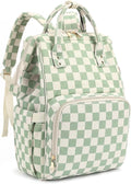 Laptop Backpack for Women, Corduroy College School Backpack Bookbag 15.6 inch Business Computer Travel Backpack (Checkered Green)