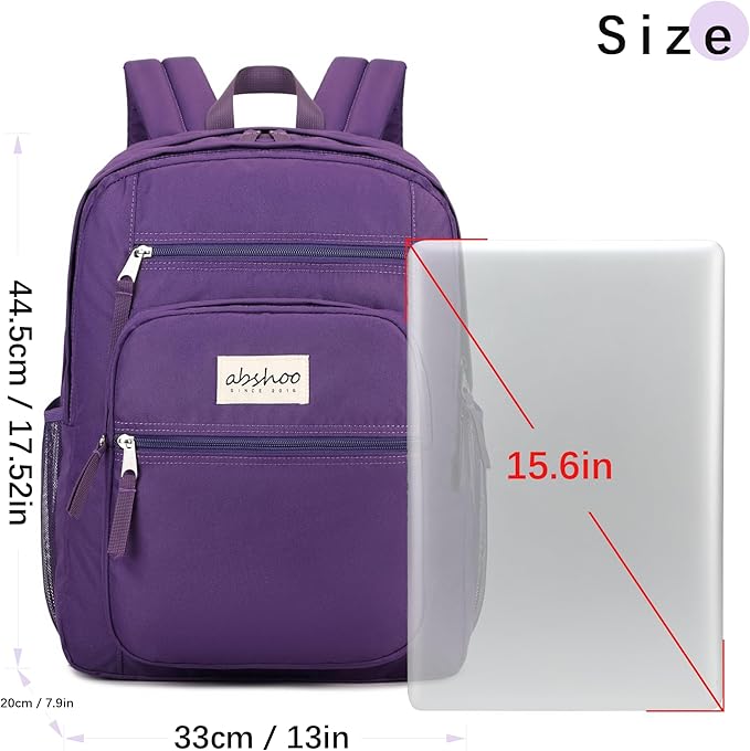 abshoo 32L Big Student Laptop Backpack For College Women Middle High School Teen Girls Bookbag Travel Backpack Daypack (Purple)