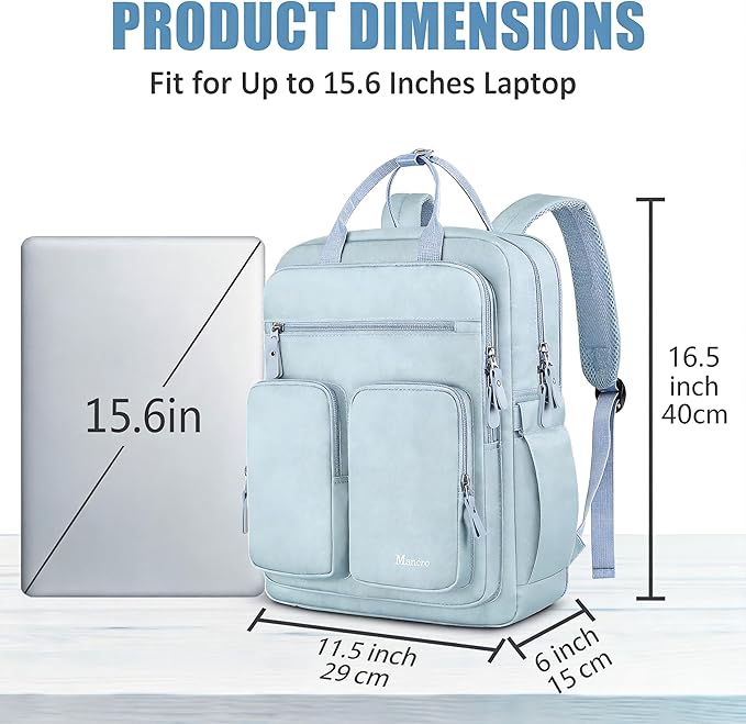 Mancro Travel Backpack for Women, Womens TSA Laptop Backpack with 15.6 Inches Laptop Compartment and Dry-Wet Pocket, Travel Daypack Weekend Backpack for Women, Blue