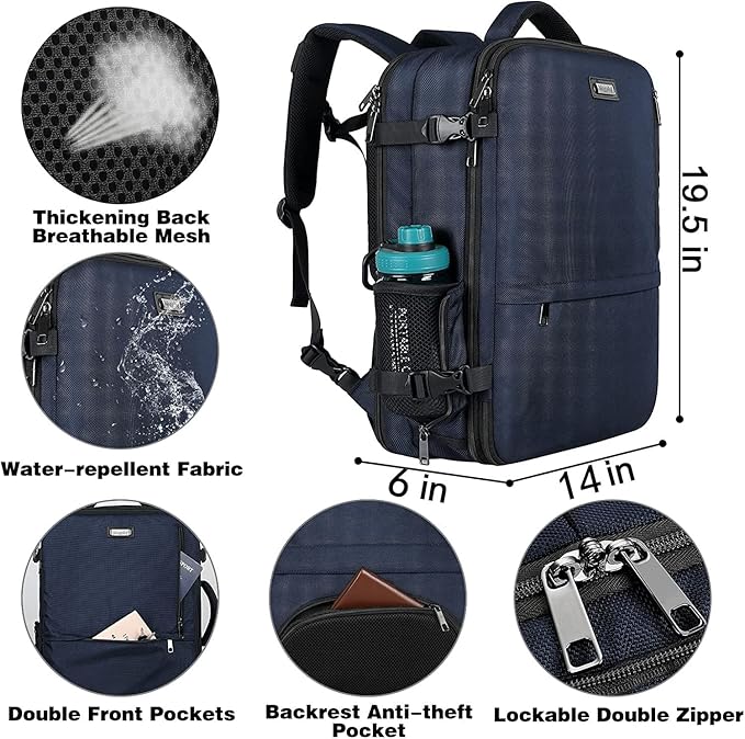 Mogplof Carry On Travel Backpack, Large Flight Approved Traveling Backpack for Women & Men, 40L Anti Theft TSA Friendly Expandable Luggage, Weekender Suitcase Fit for 17/17.3 Inch Laptop