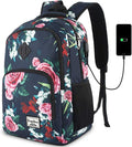 YAMTION Floral Backpack for Teen Girls, School/Travel, 35L, 19x11x6 Inch, USB, Water Repellent
