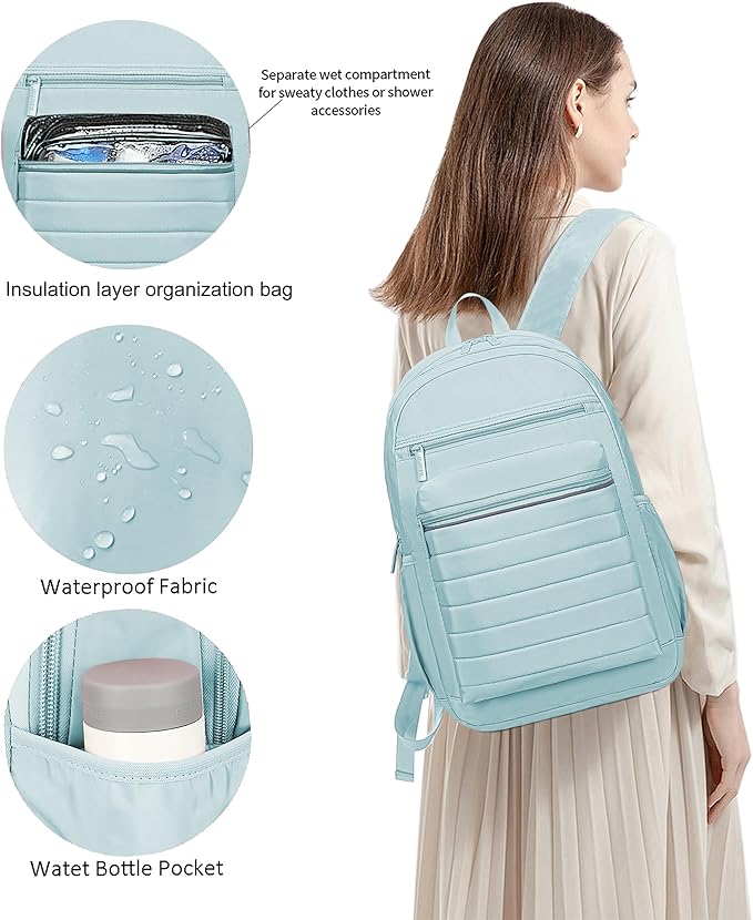 KEOFID Travel Backpack for Women, Womens Work Backpacks, Anti-theft Backpack Purse, Back pack for College Girls, Carry-On Travel Backpacks,Bookbag(Light Green)