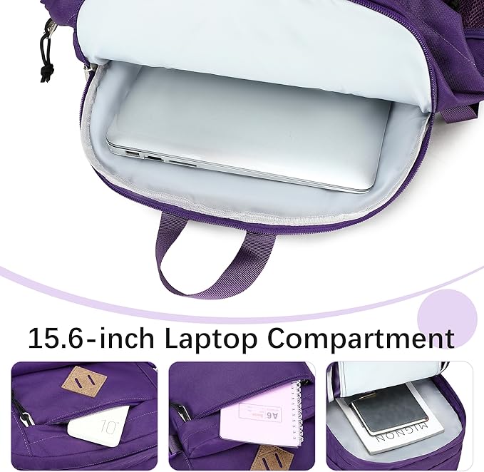 abshoo 32L Backpack for School College Bookbag Middle High School Backpacks Casual Daypack Travel Backpack (Purple)