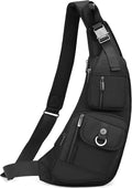 NICGID Sling Bag Chest Shoulder Backpack Crossbody Bags Casual Daypack for Men Women (Black-014)