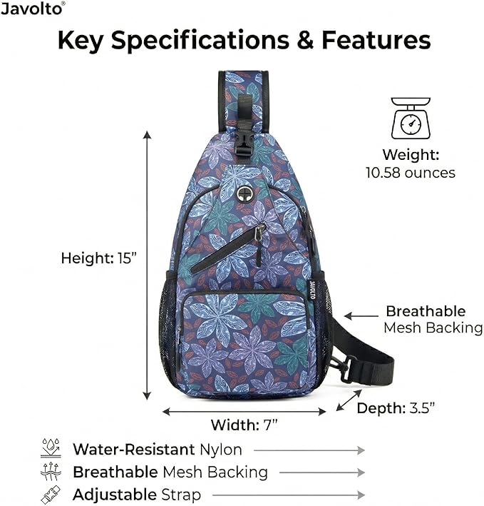 Sling Bag for Men Crossbody Backpack, Small Sling Backpack Mens Shoulder Bag, Casual Daypack Hiking Bag for Travel