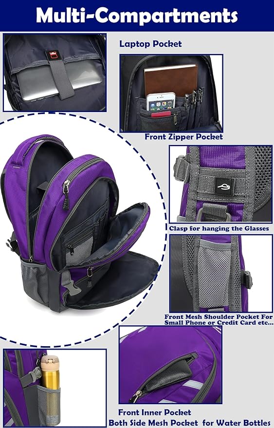 ProEtrade Extra Large Backpack Bookbag for College Laptop Travel, Fit Laptop Up to 17 inch with USB Charging Port Multi Compartment Anti theft, Gift for Women Men (Light Purple)
