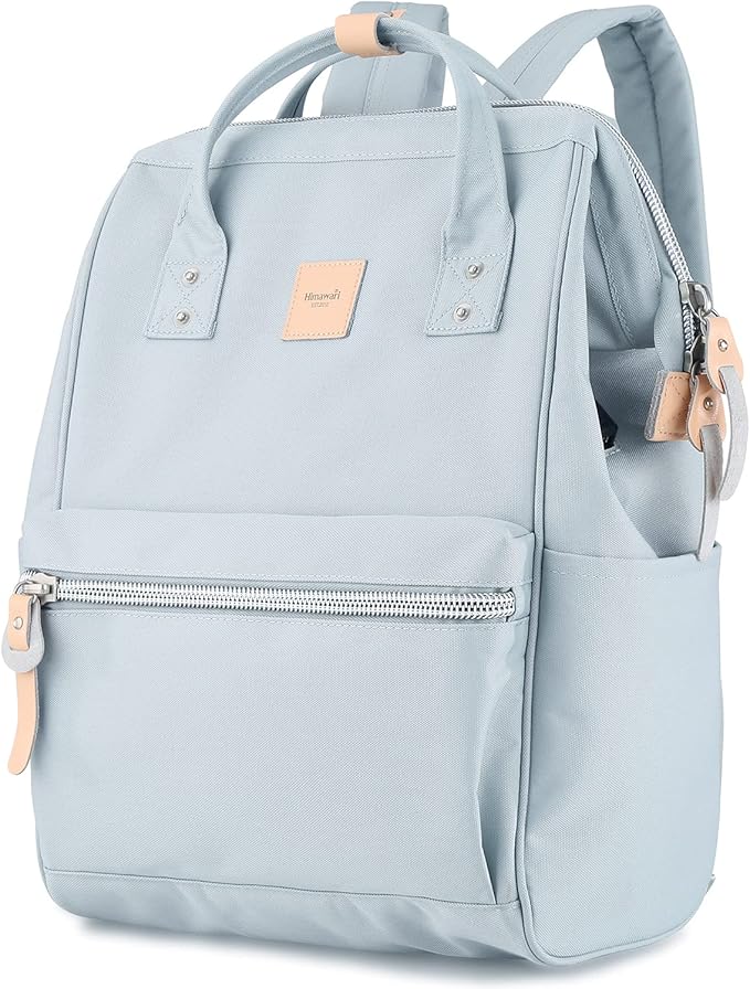 Himawari Laptop Backpack for Women & Men - Travel & Business Backpack With USB Charging Port, Water Resistant, College & Doctor Bag (Light Blue, Regular)