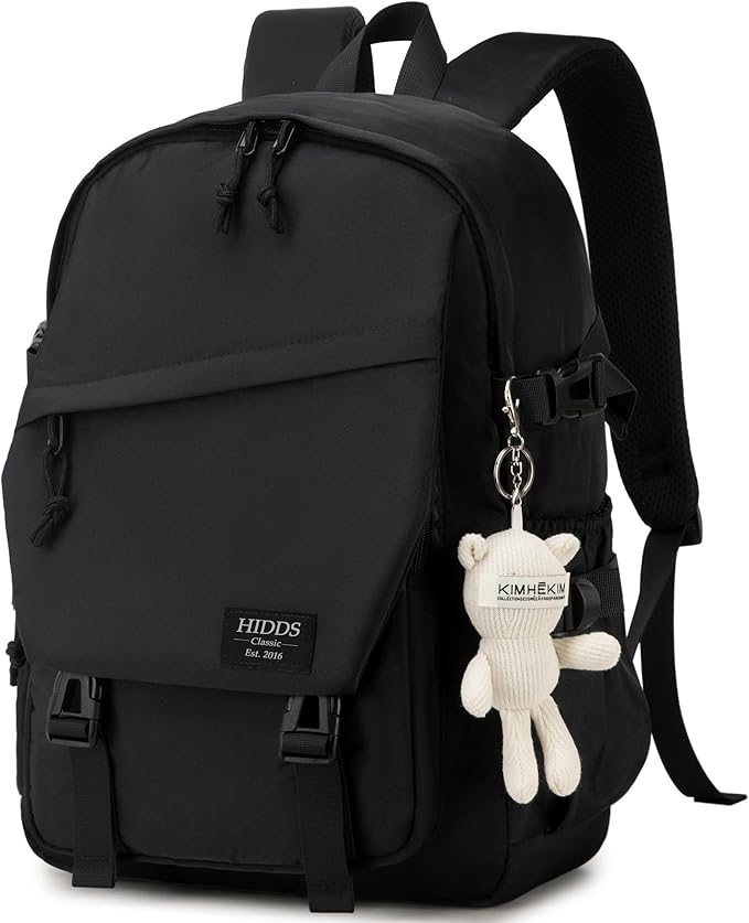 College Laptop Backpack for Men Women 15.6 Elementary Middle High School Book Bag For Teens Girls Boys Anti Theft Travel Backpacks Waterproof Casual Daypack Large Student Bookbags（Black-L）