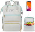 ETRONIK Lunch Backpack, 15.6 Inch Laptop Backpack with USB Port, Stylish Nurse, Teacher Work Bag with Insulated Cooler Lunch Box for Women Men, College Backpack for Travel, Grey Blue | with USB Port, Stylish, Nurse, Teacher, Work Bag