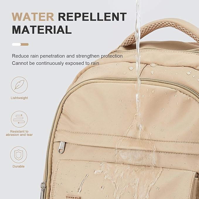 School Backpack For Women Men College Backpack With Lots Of Pockets Cute BookBag Casual Daypack Backpacks For Teens Girls Boys Waterproof(Khaki)