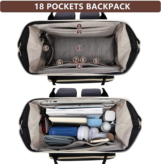 Backpack for Women 17 Inch Laptop Backpack Work Business Backpacks Purse Computer College Carry on Backpacks Nurse Bag Backbag Casual Daypack for Travel Black