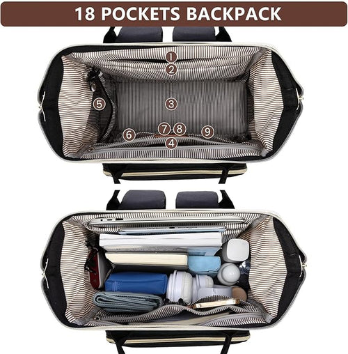 Backpack for Women 17 Inch Laptop Backpack Work Business Backpacks Purse Computer College Carry on Backpacks Nurse Bag Backbag Casual Daypack for Travel Black