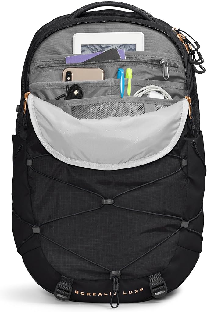 THE NORTH FACE Women's Borealis Luxe Commuter Laptop Backpack, TNF Black/Burnt Coral Metallic-NPF, One Size