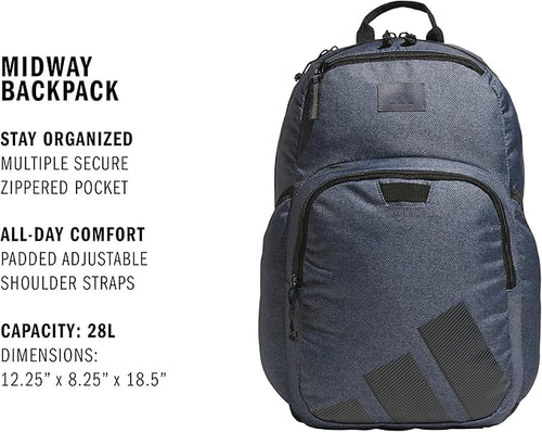 adidas Midway School Backpack – Bookbag for Laptop Work Travel, 28L