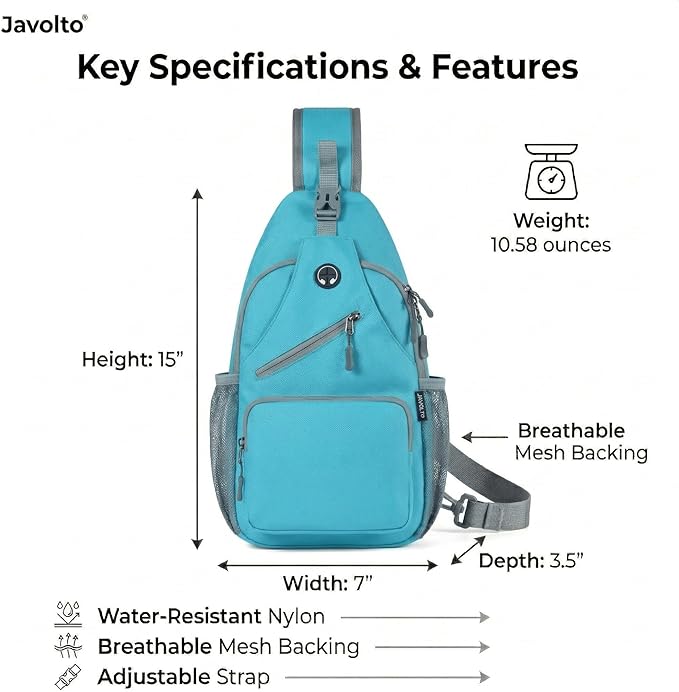 Sling Bag for Men Crossbody Backpack, Small Sling Backpack Mens Shoulder Bag, Casual Daypack Hiking Bag for Travel
