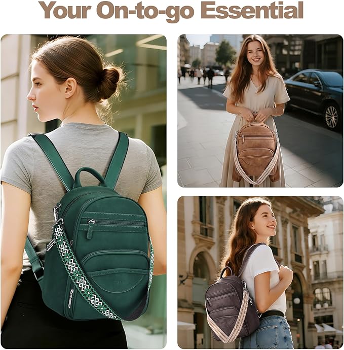 Small Backpack Purse for Women, Mini Backpack Vegan Leather with RFID Blocking & Tablet Pocket, Cute Shoulder Handbag for Travel, School & Work Coffee Brown