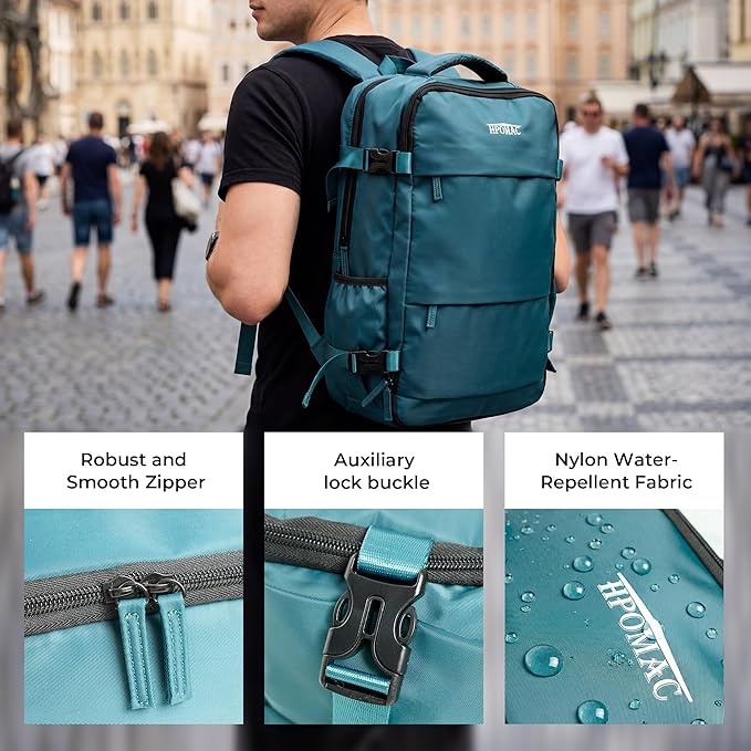 Vacuum Compression Backpack, Carry-On Size Travel Backpack with Vacuum System and Pump, Expands to 45L Packing Capacity, Fits 17” Laptop & 2–5 Days of Clothes, Water-Resistant Compression Backpack