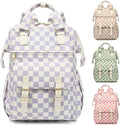Corduroy Laptop Backpack for Women 15.6 Inch Stylish College School Bookbag, Business Work & Travel Computer Backpacks (Checkered Purple)