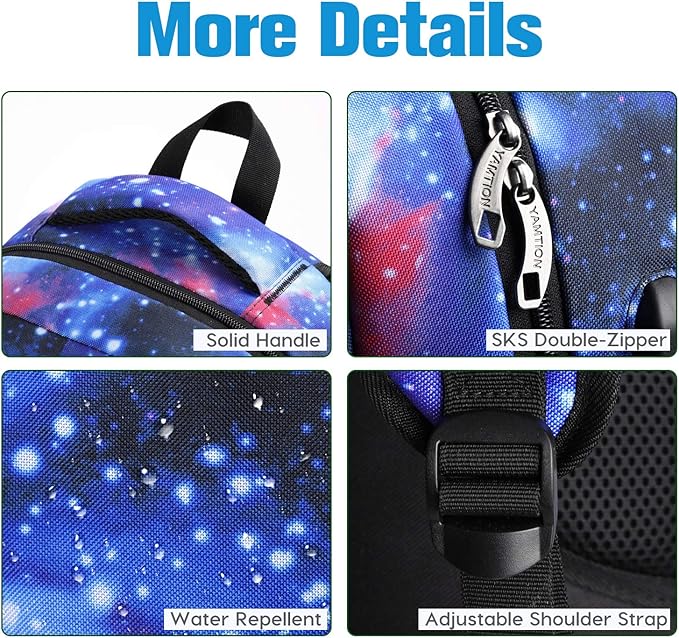 YAMTION School Backpack for Teen Boys,Bookbag for High School College Backpack with USB,Star