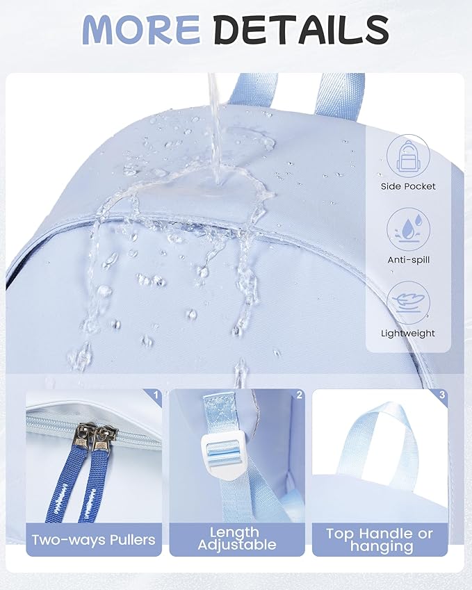 School Backpack for Teen Girls,Simple School Book Bag Waterproof High School Backpack for Boys Middle Student Bookbag College Backpack for Women Men Casual Daypack Travel Aesthetic Backpacks Blue