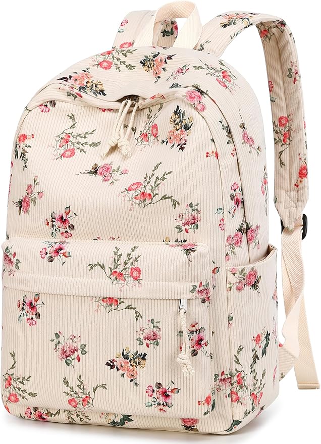 School Backpack for Teen Girls Women Laptop Backpack College Bookbags Middle School Travel Work Commuter Back Pack(Corduroy flower)