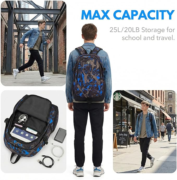rickyh style School Backpack Travel Bag for Men & Women Lightweight College Back Pack with Laptop Compartmen