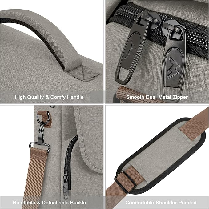 MATEIN Messenger Bag for Men, Briefcases Lightweight Men's Laptop Bag 17.3 inch Water Resistant Crossbody Satchel Computer Work Office Case with Shoulder Strap, Brown