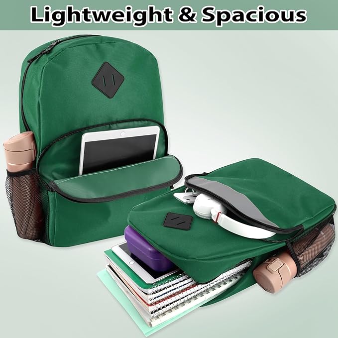 Trail maker Reflective School Backpack for Kids | Colorful Backpack with Adjustable Straps, Side Water Bottle Pockets (Green)