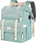 FALANKO Laptop Backpack for Women,Doctor Teacher Nurse Work Bookbag for 15.6 Inch Laptop,Large Travel Wide Open College Shoulder Purse Bag With RFID Anti Theft USB Charging Port-Green