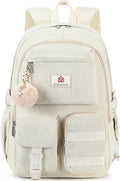 Hidds School Backpack for Teens Girls Women 15.6 Inch Laptop College Backpacks Corduroy Work Bag Kids Elementary Middle High Campus Bookbag Students Back Pack Anti Theft Travel Daypack Womens - Beige